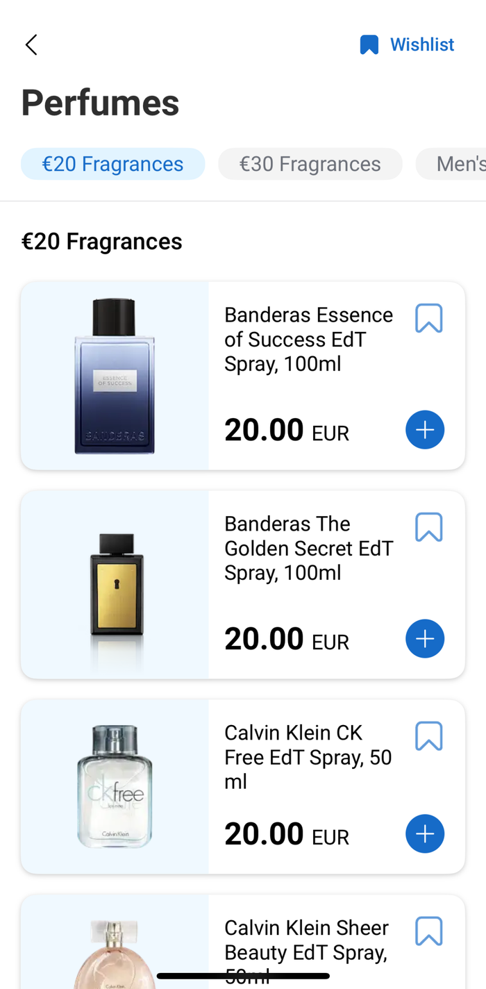 Ryanair app perfumes