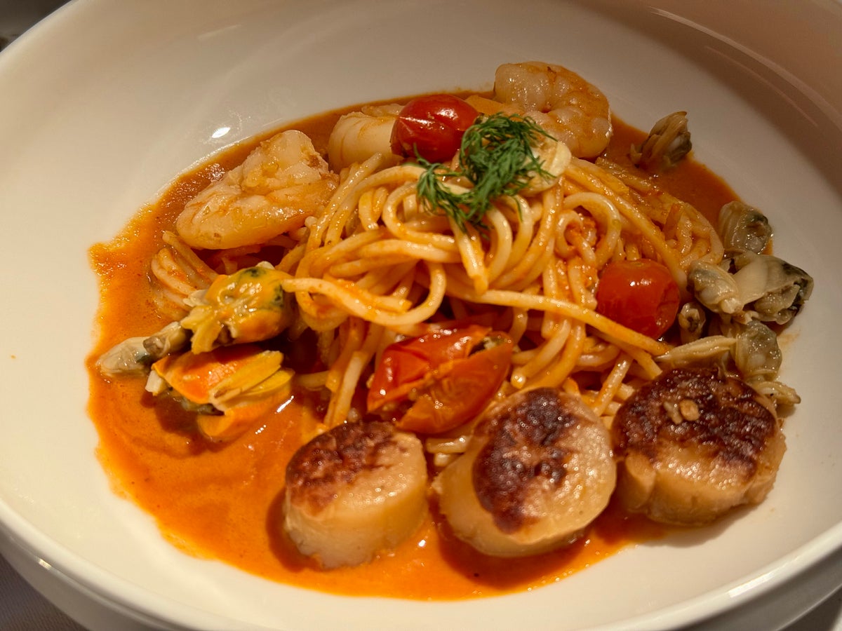 SWISS Senses first class seafood tagliatelle