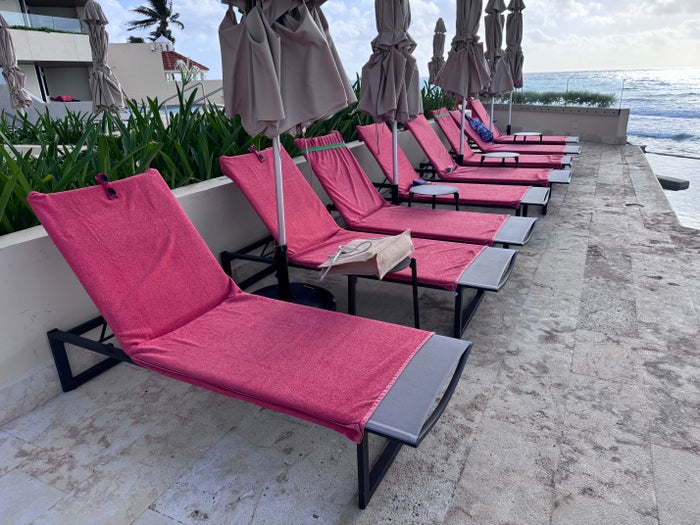 Secrets Mirabel Cancun Pink Loungers Umbrellas Row