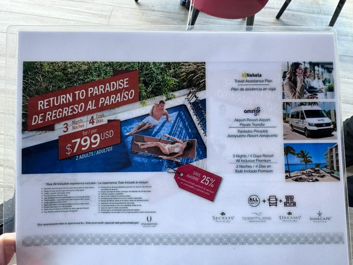Secrets Mirabel Cancun Resort Promotion Flyer