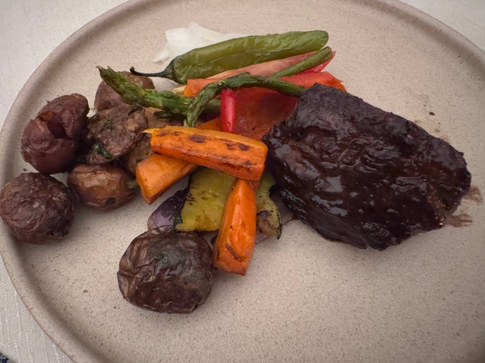 Secrets Mirabel Cancun Steak Vegetables Plate