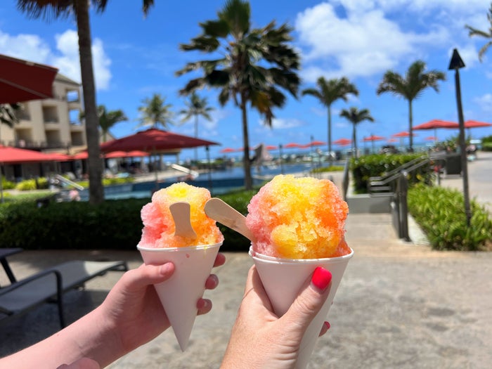 Sheraton Kauai Coconut Beach shave ice by the pool