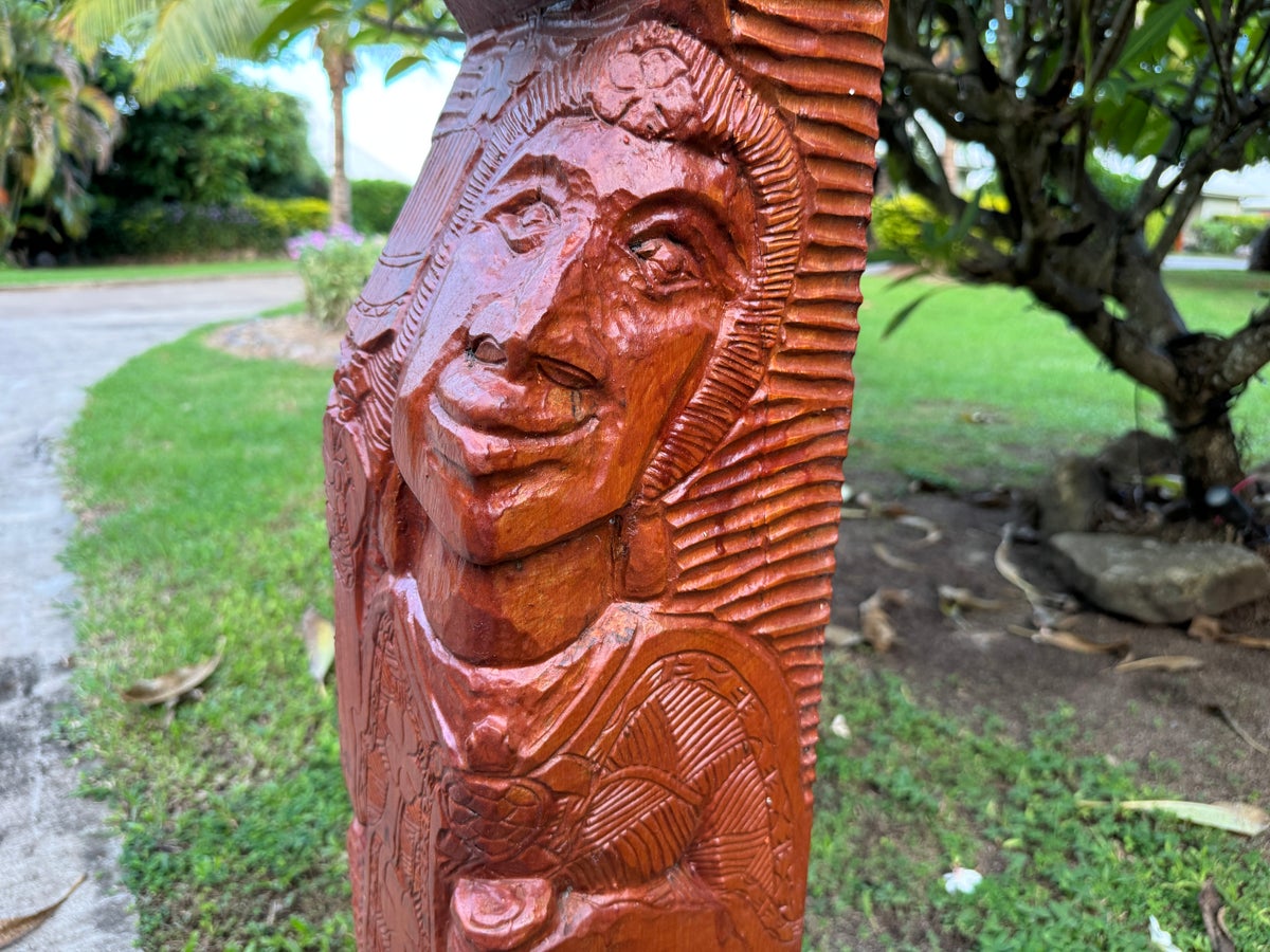Sheraton Tokoriki Island Close up of traditional Fijian wooden totem carving