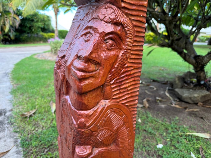 Sheraton Tokoriki Island Close up of traditional Fijian wooden totem carving