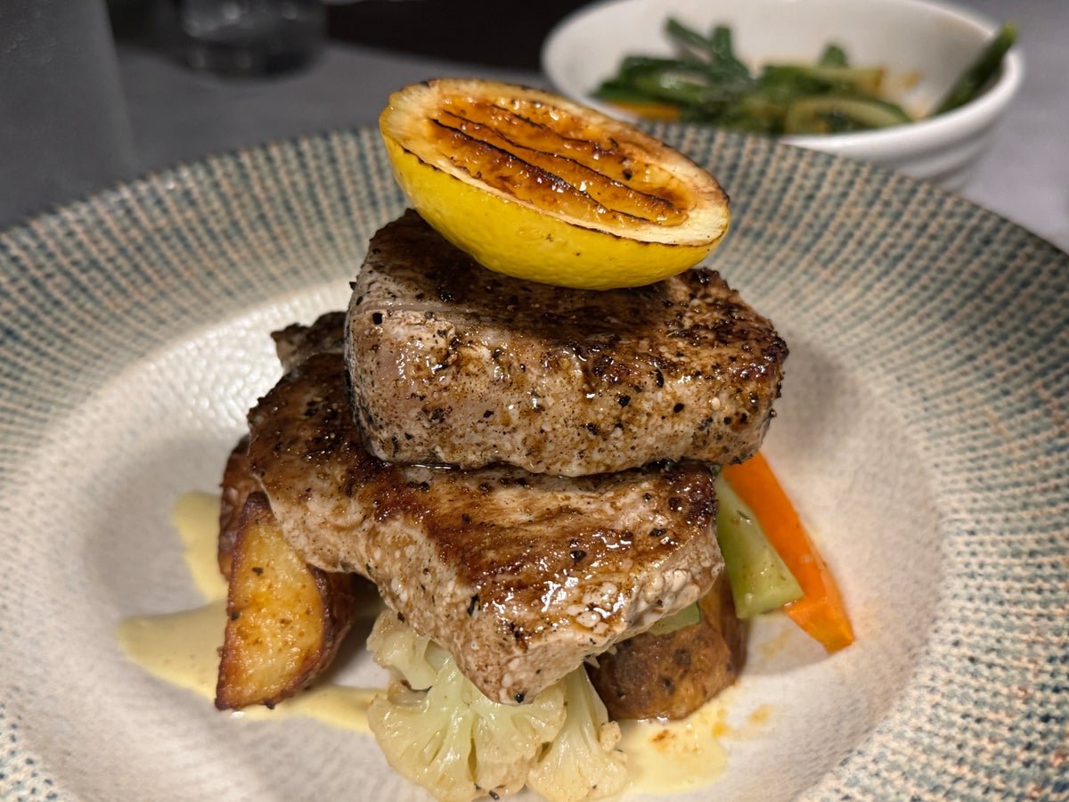 Sheraton Tokoriki Island Grilled tuna steak with roasted potatoes vegetables