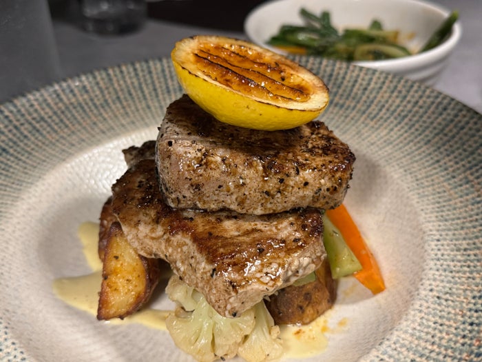 Sheraton Tokoriki Island Grilled tuna steak with roasted potatoes vegetables