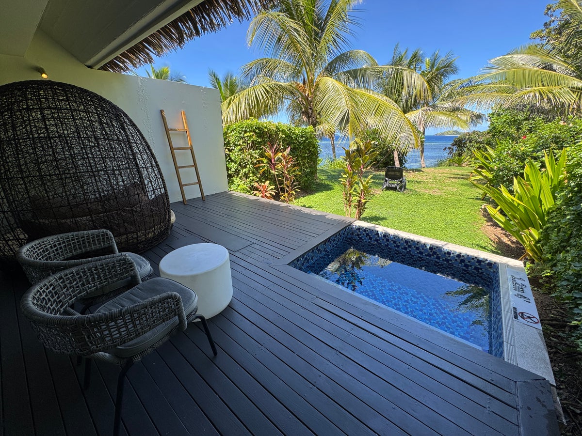 Sheraton Tokoriki Island Private villa deck with plunge pool egg chair ocean view
