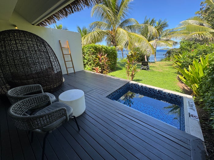 Sheraton Tokoriki Island Private villa deck with plunge pool egg chair ocean view