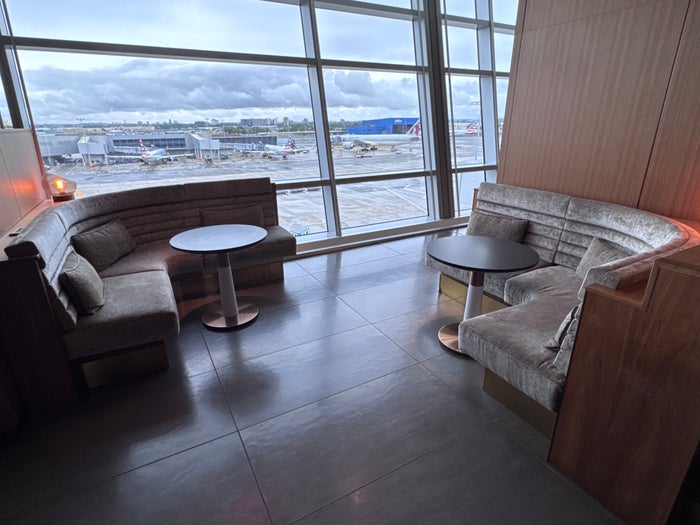 Soho Lounge JFK curved booths facing each other