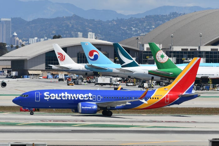 Southwest 737 Max 8 taxiing TBIT LAX
