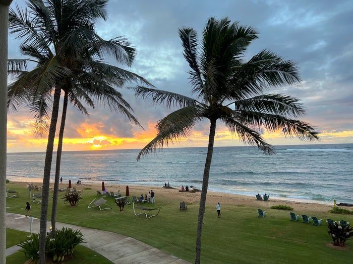 Sunrise view at the Sheraton Kauai Coconut Beach Resort