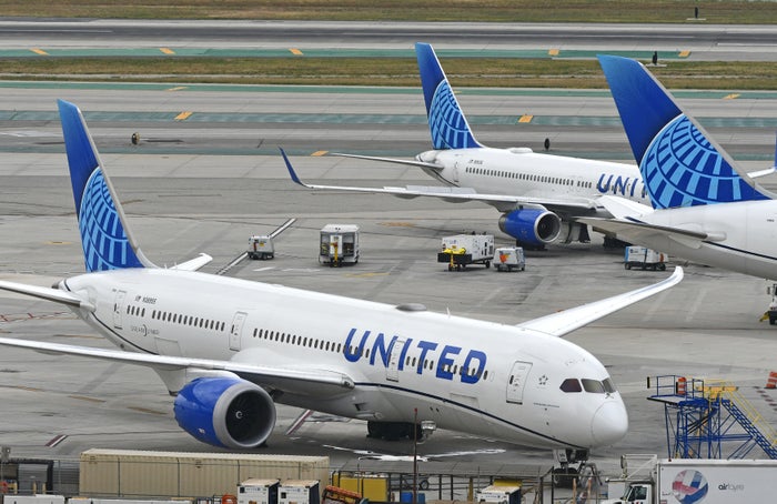 United Airlines planes parked LAX