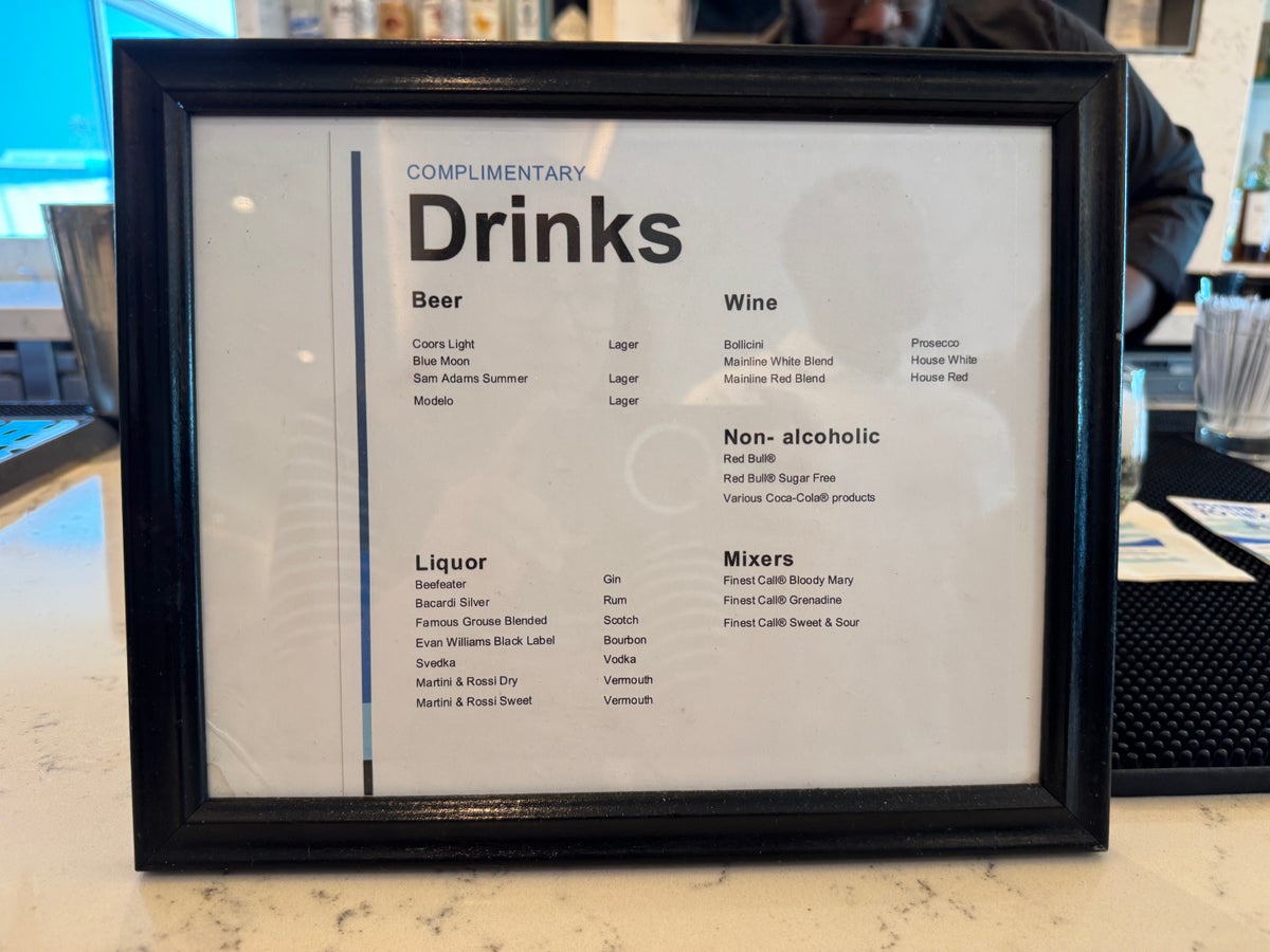 United Club IAH TC drink menu