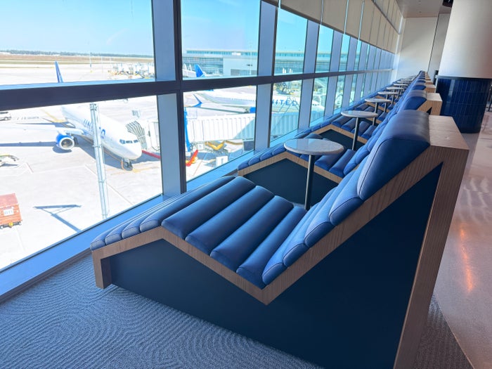 United IAH Terminal B North United Club Gravity Garden lounger window