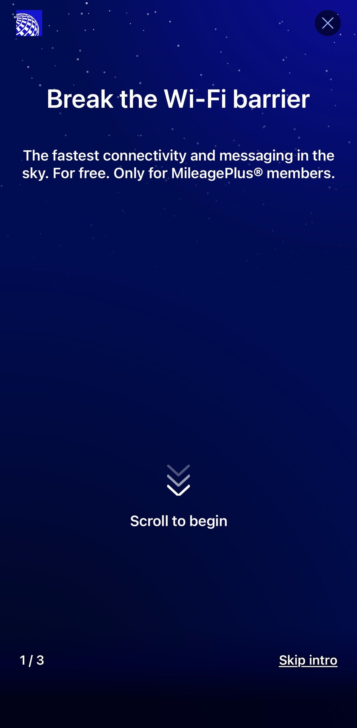United Starlink Sign In Sequence Slide 1 iPhone