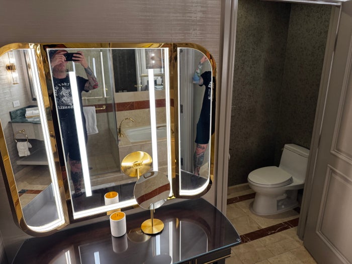 Venetian Las Vegas Remodeled Luxury King Suite bathroom toilet vanity Venetian Las Vegas Remodeled Luxury King Suite bathroom toilet vanity