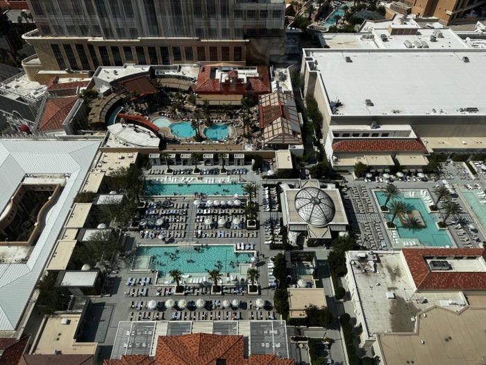 Venetian Las Vegas aerial view pool complex Venetian Las Vegas aerial view pool complex
