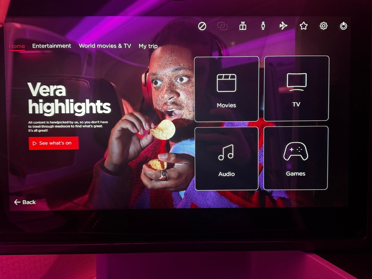 Virgin Atlantic A350 1000 Upper Class entertainment