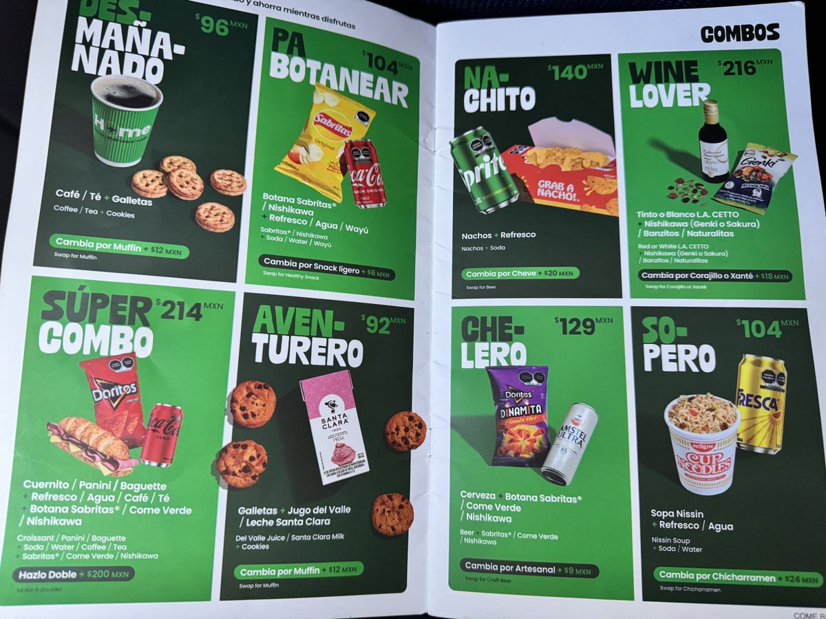 Viva Aerobus A320 Menu Combos