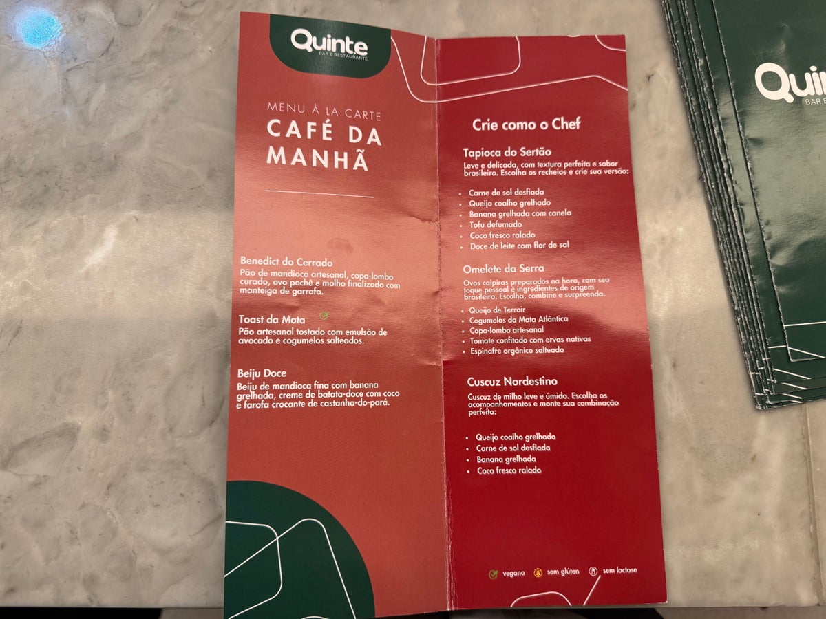 Westin Sao Paulo Marriott breakfast menu