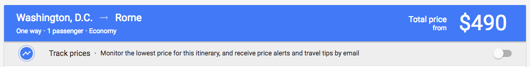 Google Flights Price Tracking