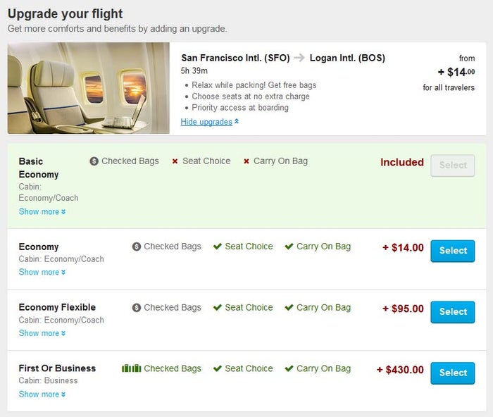 Hotwire Flight Upgrade Options