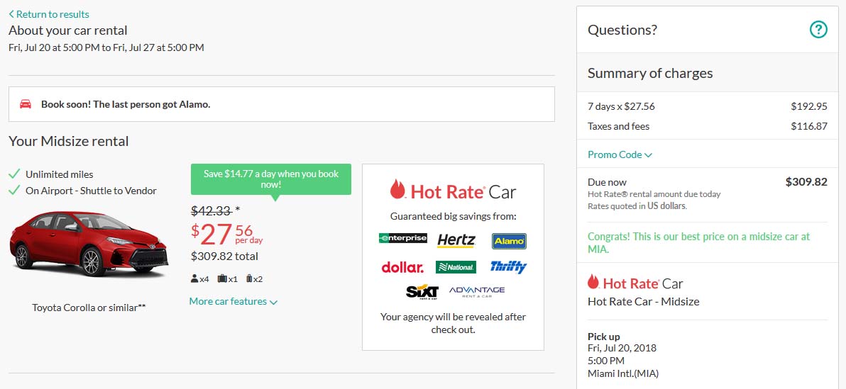 Hotwire Hot Rate Car Rental