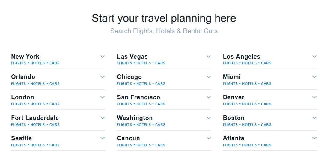 Search for cheap flights on Kayak by destination.