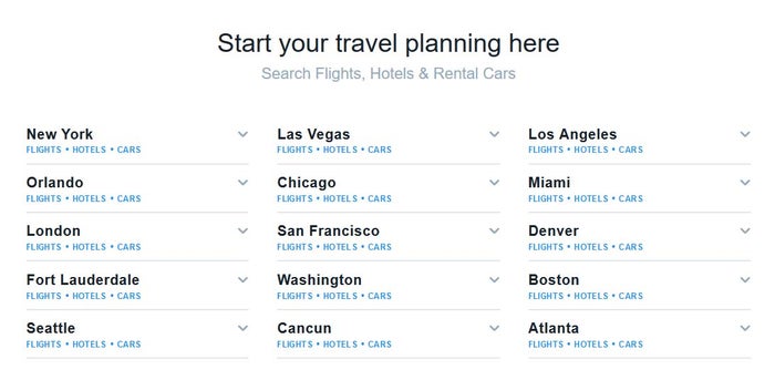 Search for cheap flights on Kayak by destination.