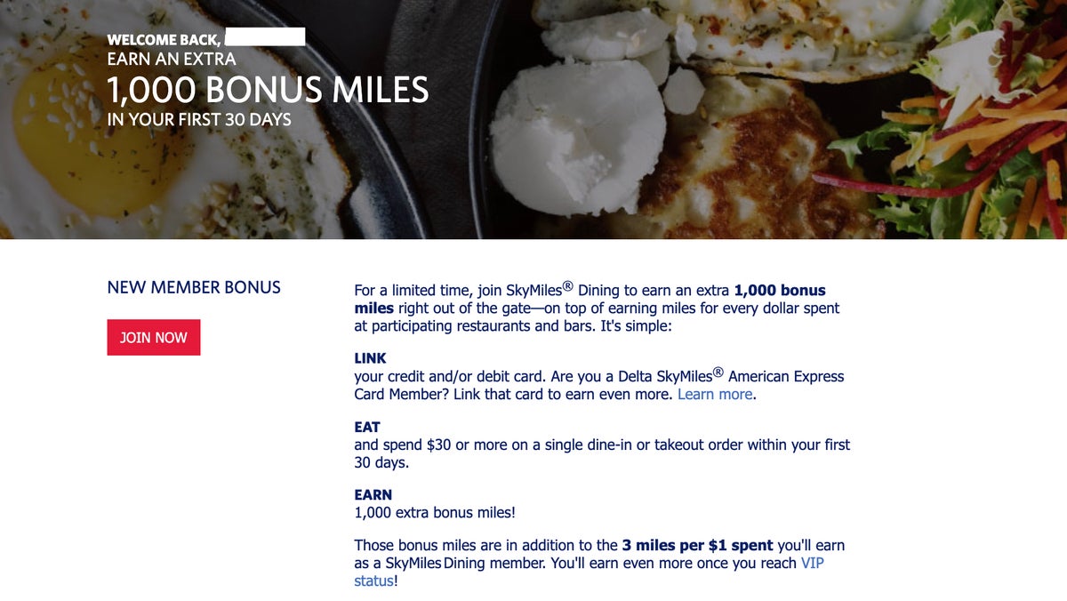 delta skymiles dining new member bonus