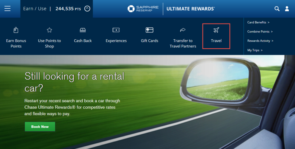 chase ultimate rewards travel portal not working