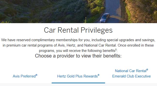 Hertz benefits from the Platinum Card From American Express