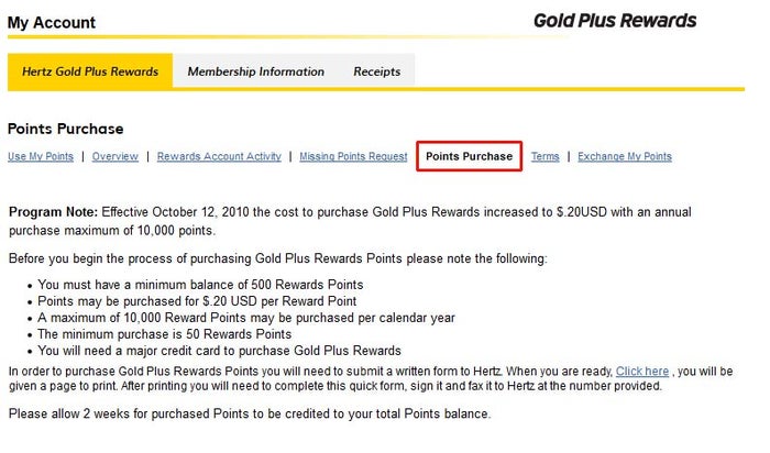 Hertz Gold Plus Rewards Points – Points Purchase How To Purchase Hertz Gold Plus Rewards points