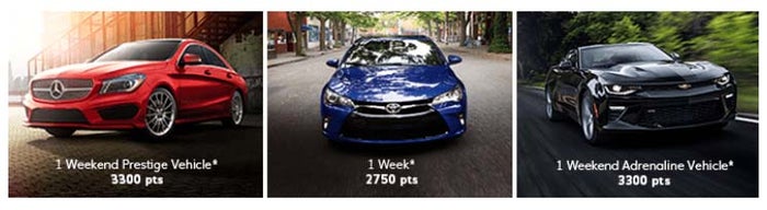 Hertz Gold Plus Rewards – points redemptions Hertz Gold Plus Rewards Vehicle Options
