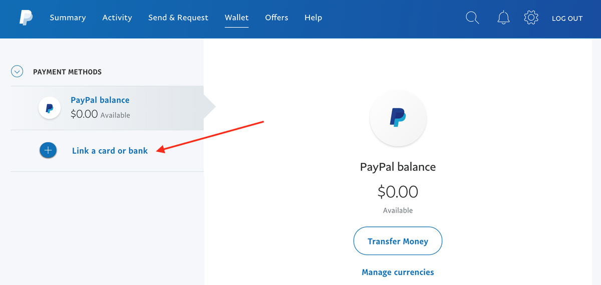 PayPal Link A Card for Online Management