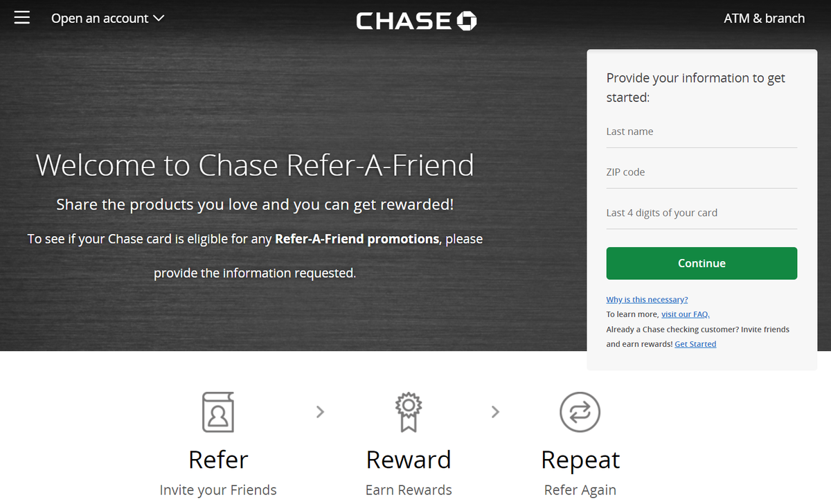 Refer A Friend – Referral Page – Chase
