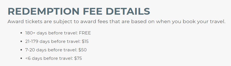 Frontier Award Redemption Fees