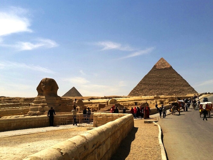 Cairo pyramids with tourists Cairo pyramids with tourists
