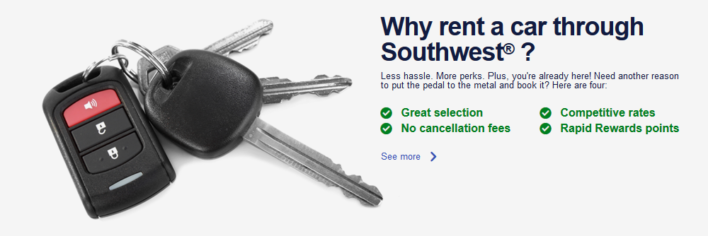Car rental through Southwest