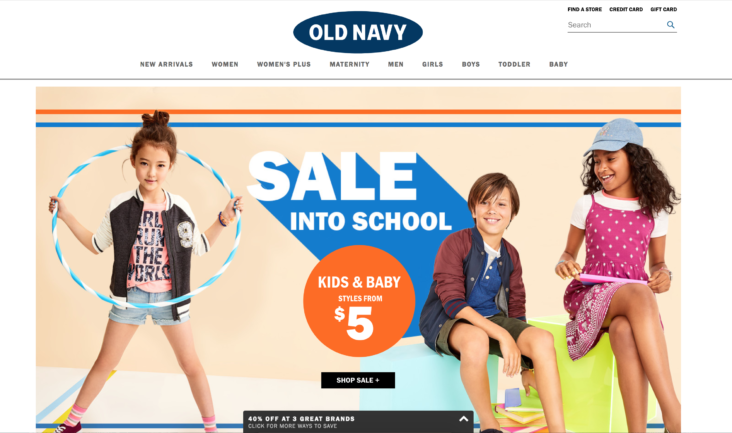 Old Navy Homepage