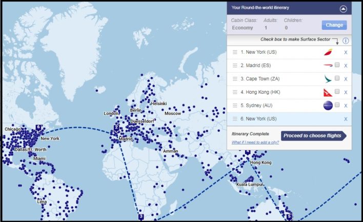 Esempio di biglietto RTW round the world