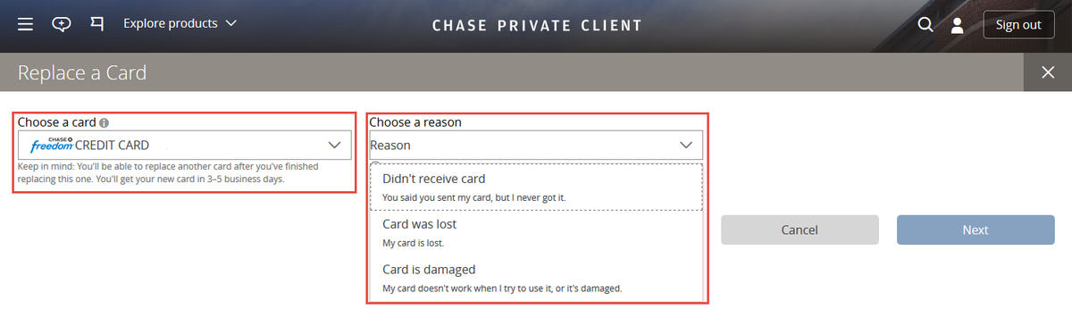 Replace A Chase Credit Card Online