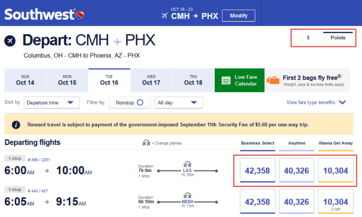 Using Points To Book A Southwest Flight