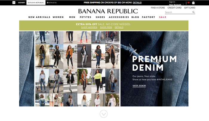 Banana Republic Homepage