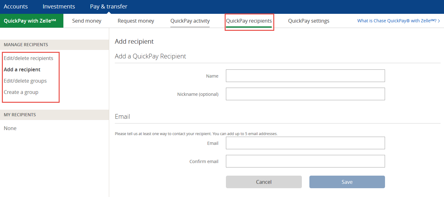 chase quickpay settings