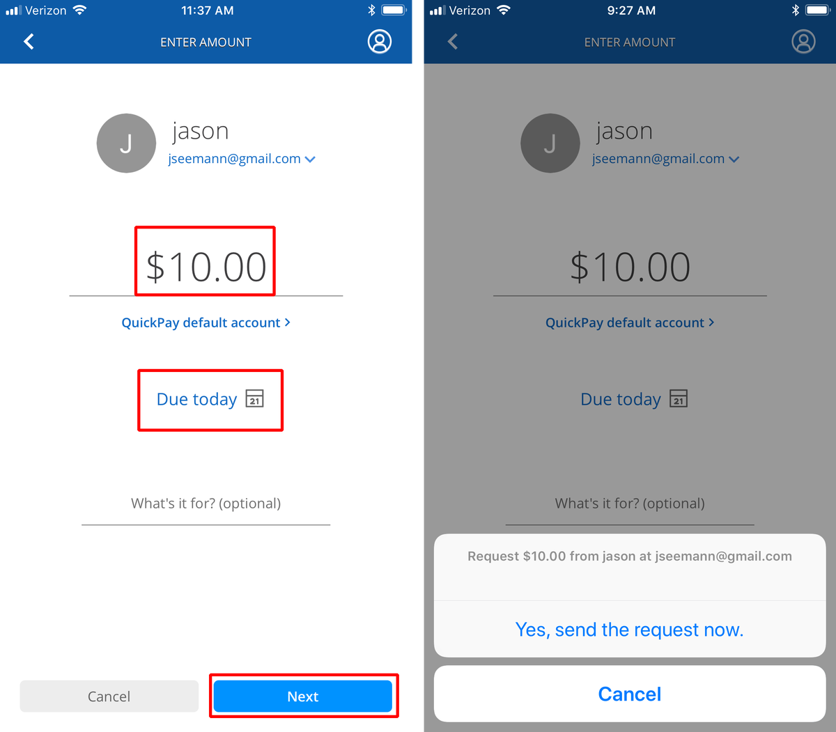 Chase QuickPay Request Money on mobile