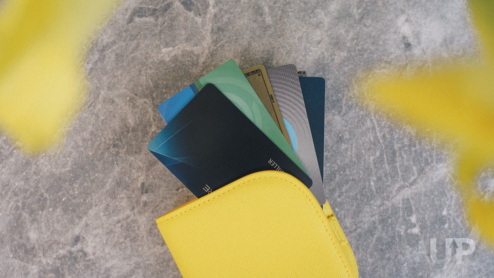 Collection of Credit Cards Yellow Wallet