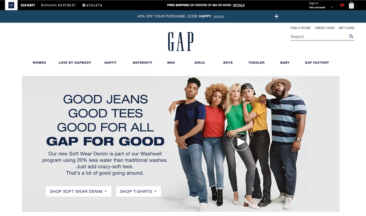 Gap Homepage