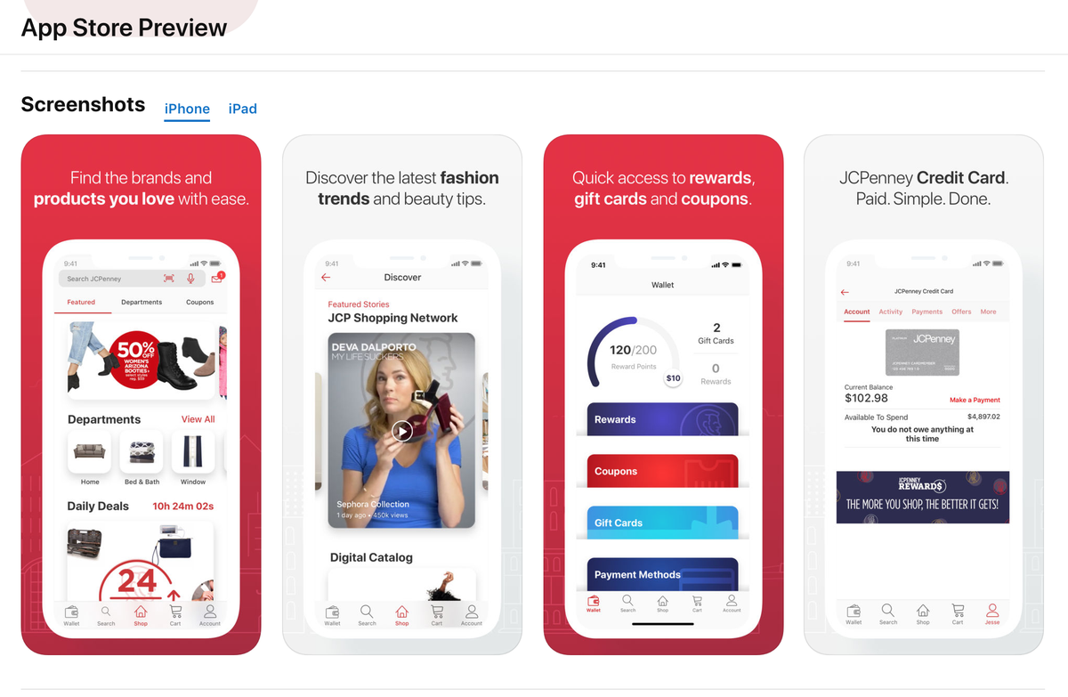 JCPenney Mobile App - Account Management