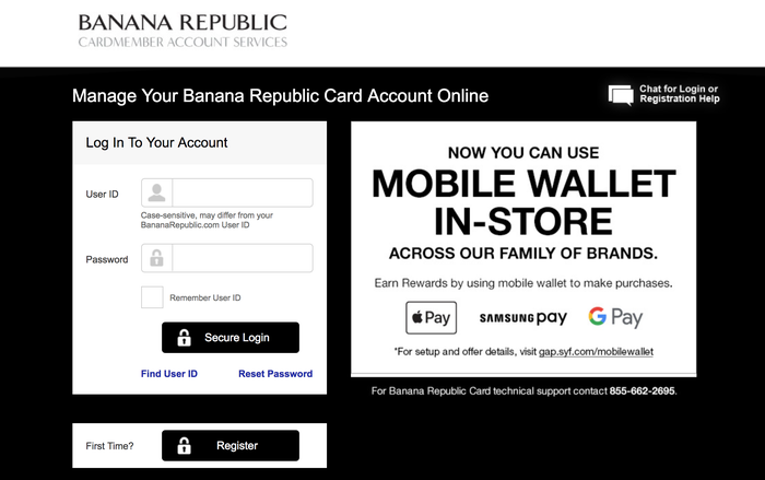 Online Account Management Banana Republic